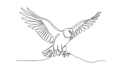 flying eagle vector monoline one line line art bird