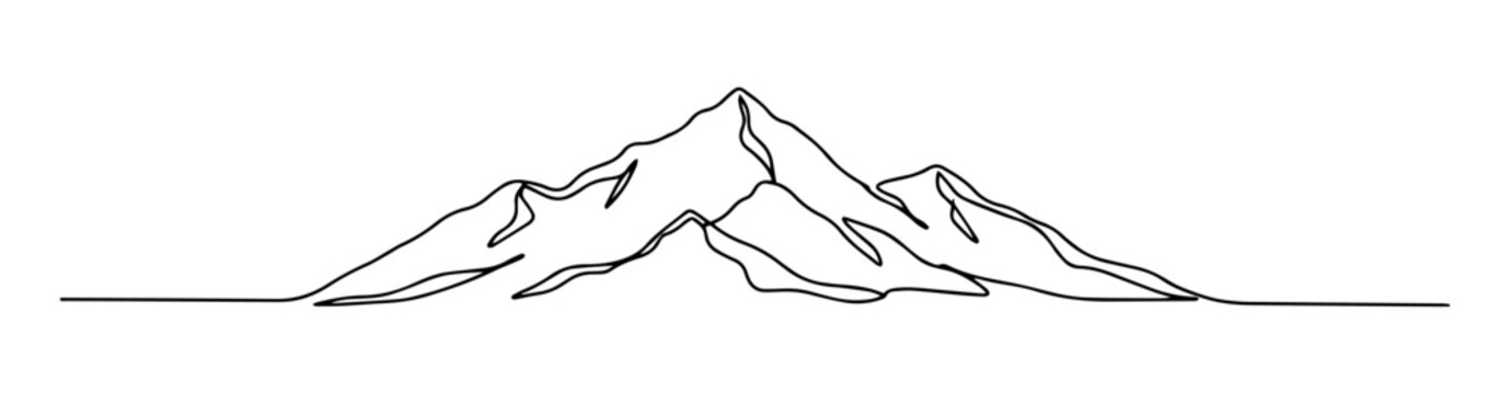 mountain range monoline vector illustration oneline line art