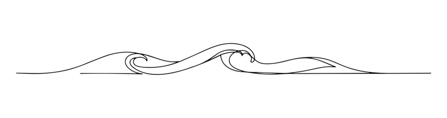 stylized ocean waves curling in balanced black line composition with minimal design