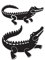 Alligator Icon Set Silhouettes Illustration