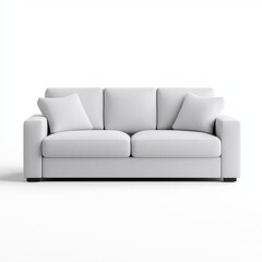 Obraz premium White Upholstered Three-Seater Sofa on White Background