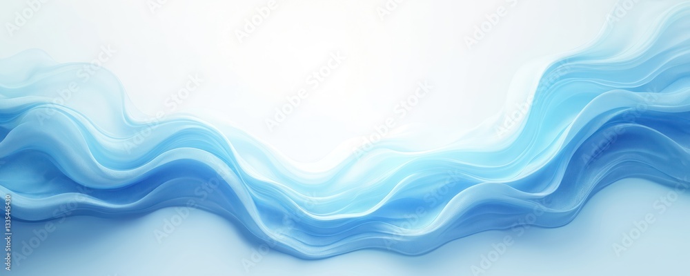 Poster Blue light waves flow creating mesmerizing abstract effect. Isolated cutout element on transparent background fluid ambience, motion, elegance. Dynamic aethereal symmetry captures stunning visual