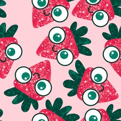 Summer fruits seamless strawberries pattern for wrapping paper and fabrics and kids clothes print and fashion textiles