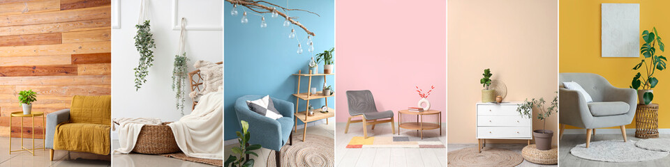 Collage of minimalist domestic interiors