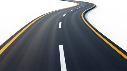 Curved Asphalt Road with Lane Markings