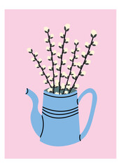 Set of Easter Posters in Abstract 90s Retro Style. Spring Wall Art, Minimalist Vector Designs with Rabbits and Eggs. Hand Drawn Doodle Style Posters Easter Theme