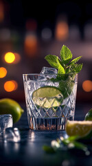cocktail with lime and mint