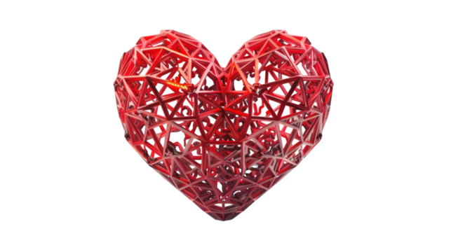 Red heart 3D render icon isolated on white background