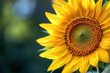 Fototapeta premium A close up of a beautiful yellow sunflower in bloom