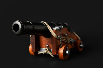 Toy model of cannon on black background