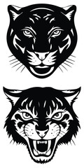 Set of Black Panther Head Designs Panther Portrait Mascot