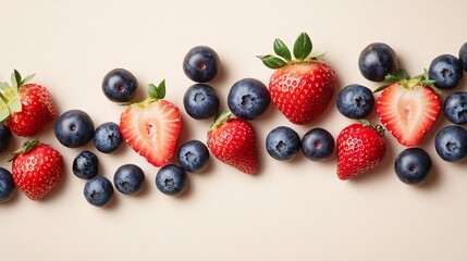 Berry pattern, geometric strawberry and blueberry arrangement

