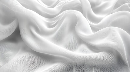 Obraz premium Smooth white fabric with delicate mesh texture draped in soft, flowing waves