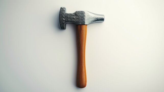 A sturdy hammer with a wooden handle and metallic head ideal for DIY projects and construction
