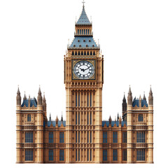Obraz premium Detailed Architectural rendering of iconic Big Ben and the Houses of Parliament