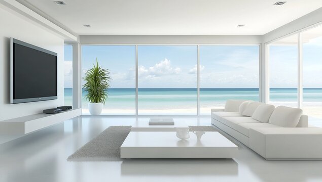 Oceanview modern living room interior design