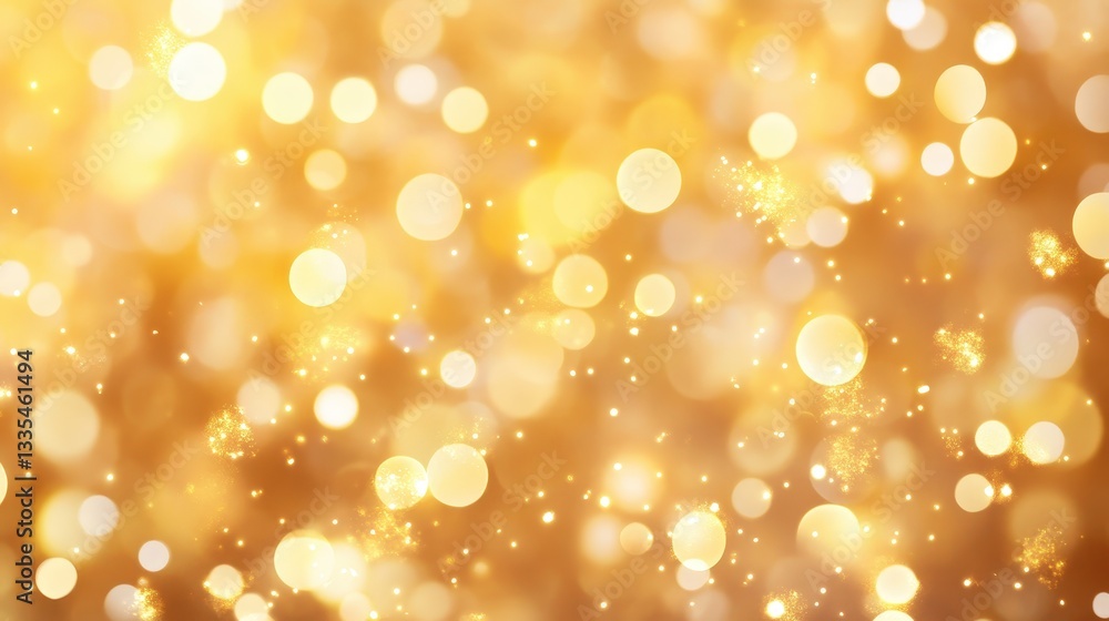 Aufkleber a shimmering golden backdrop filled with soft, glowing bokeh lights, creating a warm and festive atm