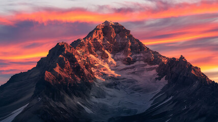 Fototapeta premium Majestic mountain peak at sunset Dramatic colors stunning vista