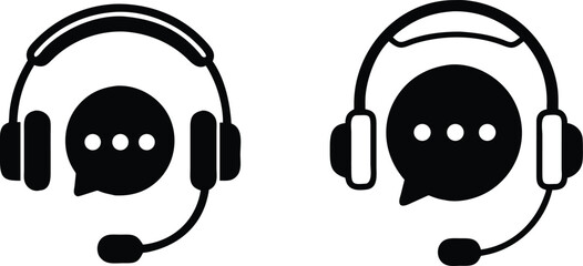 Customer service solid web icon vector  set editable stroke. Support chat icon Vector illustration.