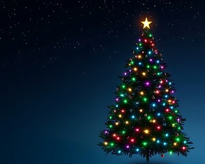 Starlit Night, Decorated Christmas Tree