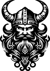 vector sketch illustration silhouette design icon logo symbol viking warrior and king with horn hat ethnic traditional vintage full classic carving  