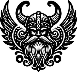 vector sketch illustration silhouette design icon logo symbol viking warrior and king ethnic traditional vintage full engraving classic 