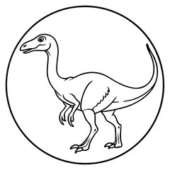 Obraz premium a detailed line drawing of a dinosaur within a circular frame