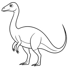 Fototapeta premium a cartoon outline illustration of a dinosaur, perfect for coloring books or educational materials. This prehistoric creature has a long neck and tail