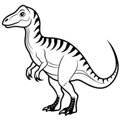 Fototapeta premium a stylized black and white illustration of a Tyrannosaurus Rex. The dinosaur stands tall with a strong tail and sharp claws. The image is perfect for a children's book or educational resource