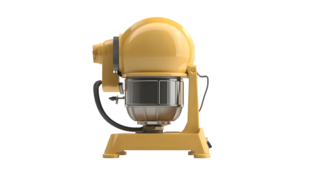 Yellow industrial air compressor with motor and hose, designed for heavy-duty mechanical tasks, showcasing advanced engineering and machinery for air-powered equipment.

