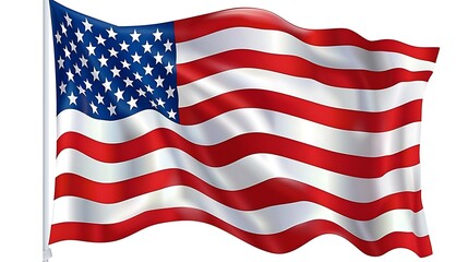 American flag waving in the wind.