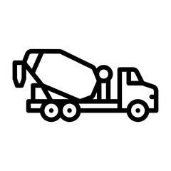 Fototapeta premium Cement Mixer truck outline icon. cement mixer line illustration 