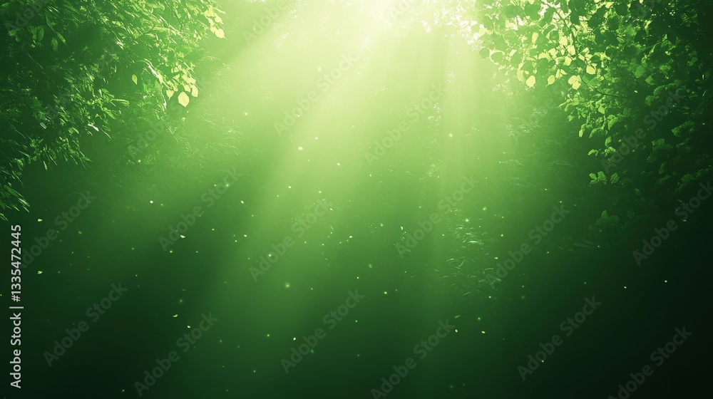 Aufkleber a serene underwater scene illuminated by soft green light, creating a tranquil and calming atmospher