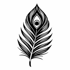 Obraz premium Black and white feather pen vector illustration with intricate design and nature-inspired elements