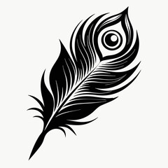 Obraz premium Black and white feather pen vector illustration with intricate design and nature-inspired elements