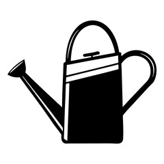 A green watering can isolated on white background, a gardening tool used for watering plants, made of plastic with a handle