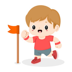 Cute little athlete boy vector illustration isolated on white background 