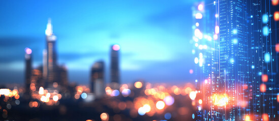 B2B Digital Interface with Glowing Icons and Blue Studio Lighting