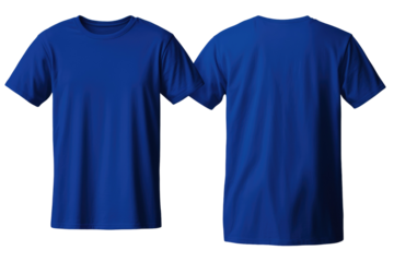 royal blue blank t-shirt on transparent background