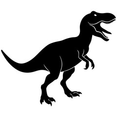 Tyrannosaurus rex dinosaur vector illustration with animal silhouettes