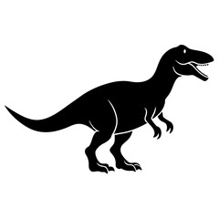 Tyrannosaurus rex dinosaur vector illustration with animal silhouettes