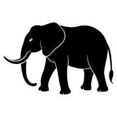 Obraz premium Gray elephant walking isolated on white background illustration