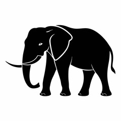 Fototapeta premium Gray elephant standing isolated on white background in a wildlife-inspired vector illustration