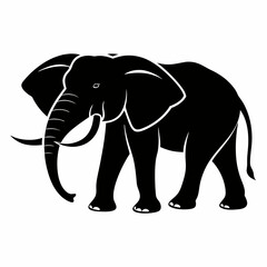 Obraz premium Gray elephant standing isolated on white background in a wildlife-inspired vector illustration