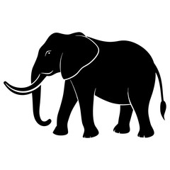 Fototapeta premium Gray elephant standing isolated on white background in a wildlife-inspired vector illustration