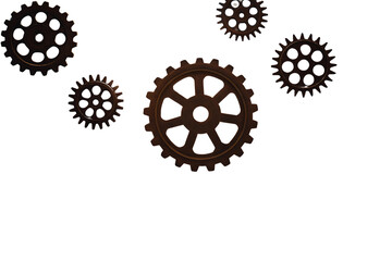 Dark Brown Metal Gears Abstract Background Industrial Design Mechanical Cogwheels