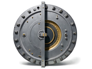 Hyperrealistic Vault Door with Intricate Locking Mechanisms and Industrial Design Details Showcasing Advanced Engineering and Security Features