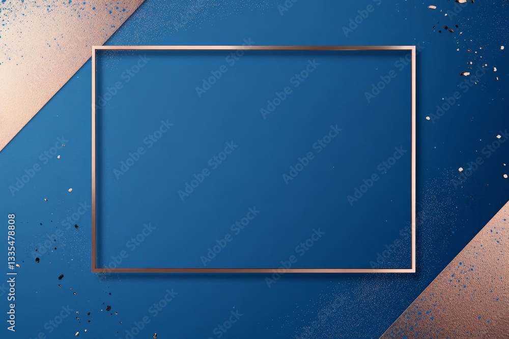 Aufkleber blue abstract background with copper frame and text box for professional presentation design