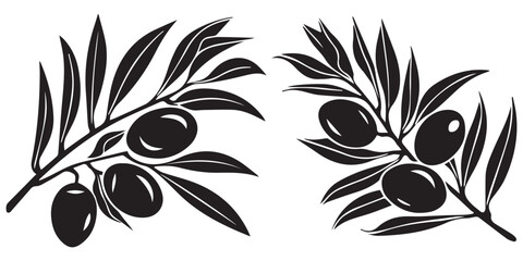 Set of Olive Branch Black Silhouettes