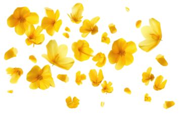 vibrant yellow flowers on transparent background